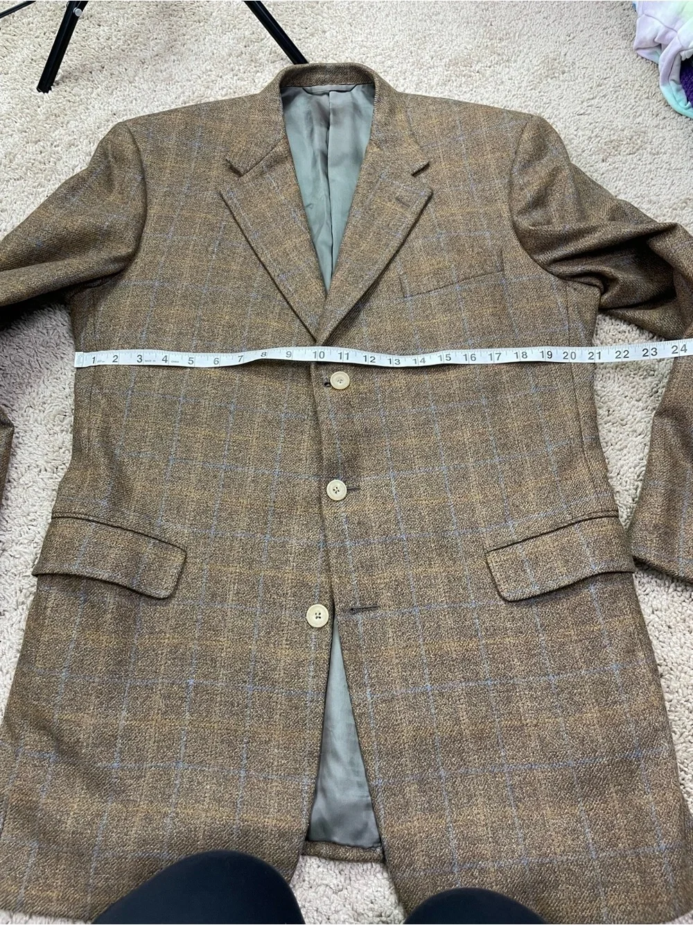 Hickey Freeman Brown Plaid Wool Sport Coat
